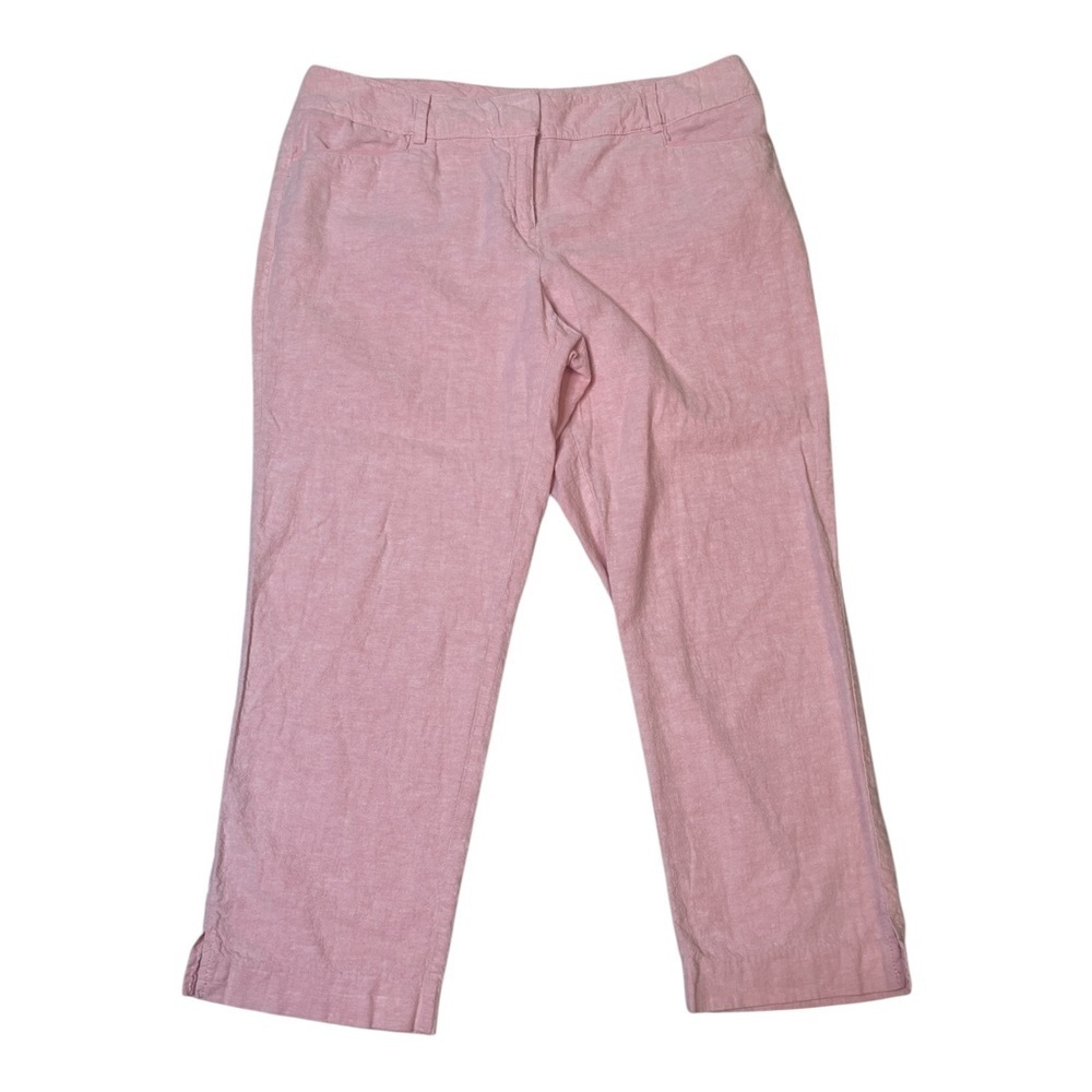 7th Avenue New York & Company Cropped Pants Pink Linen Blend Women’s size 8